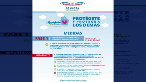 Exhortan a reynosenses a respetar medidas sanitarias de fase 1