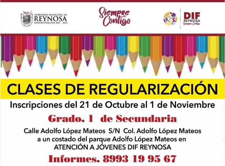 Llama DIF Reynosa a registrarse a las clases de regularización 