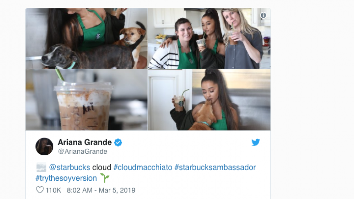 Ariana Grande tendrá su propia bebida en Starbucks