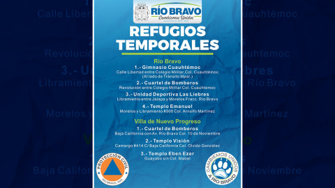 Abren refugio temporal en Río Bravo por frente frío