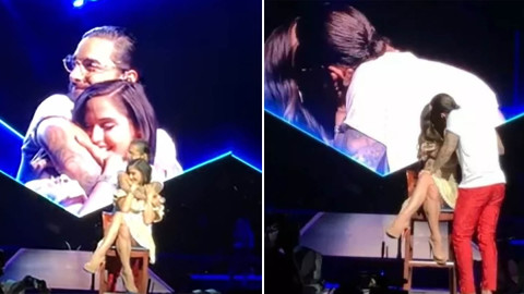 Maluma le declaró su amor a su novia en el escenario 
