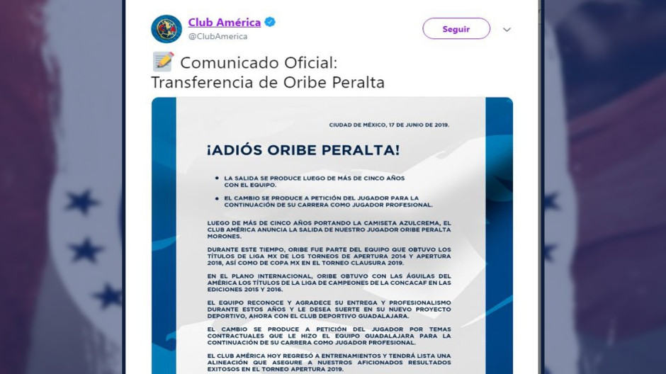 Oficial: Oribe Peralta es nuevo refuerzo de Chivas