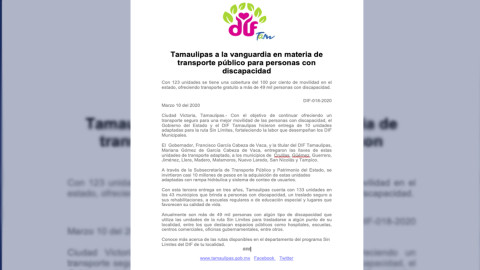 Avanza Tamaulipas en transporte público para personas discapacitadas