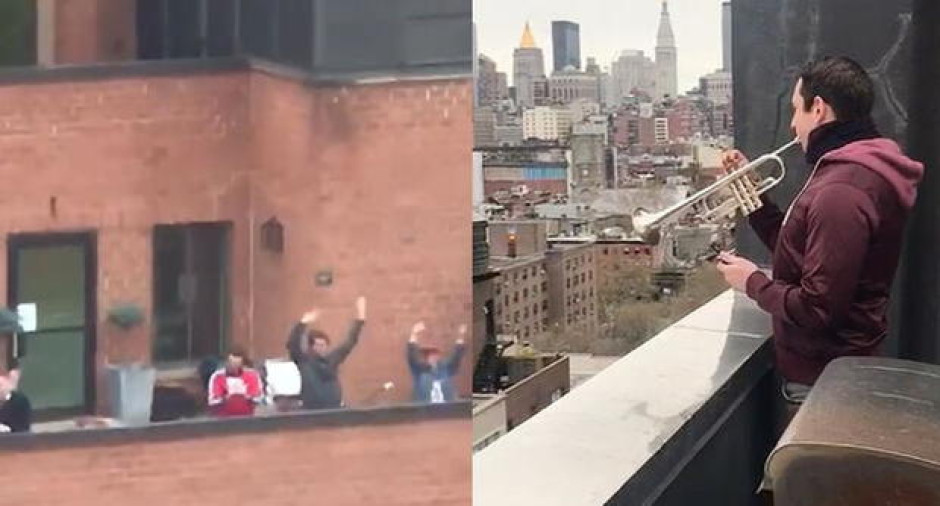 Trompetista ameniza el confinamiento de sus vecinos 
