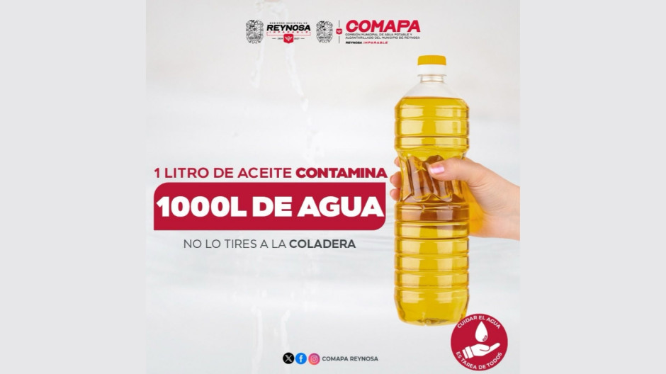 COMAPA exhorta a la ciudadanía a no tirar aceite en las coladeras