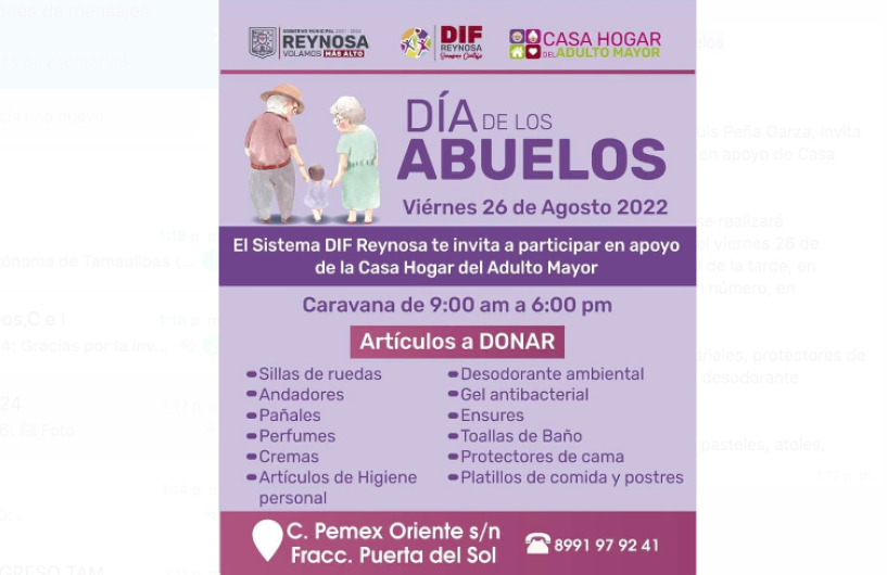 Invitan a celebrar el Día de los Abuelos con caravana de apoyo