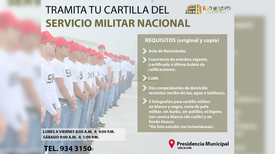 Invita Ayuntamiento a trámite de cartilla del Servicio Militar