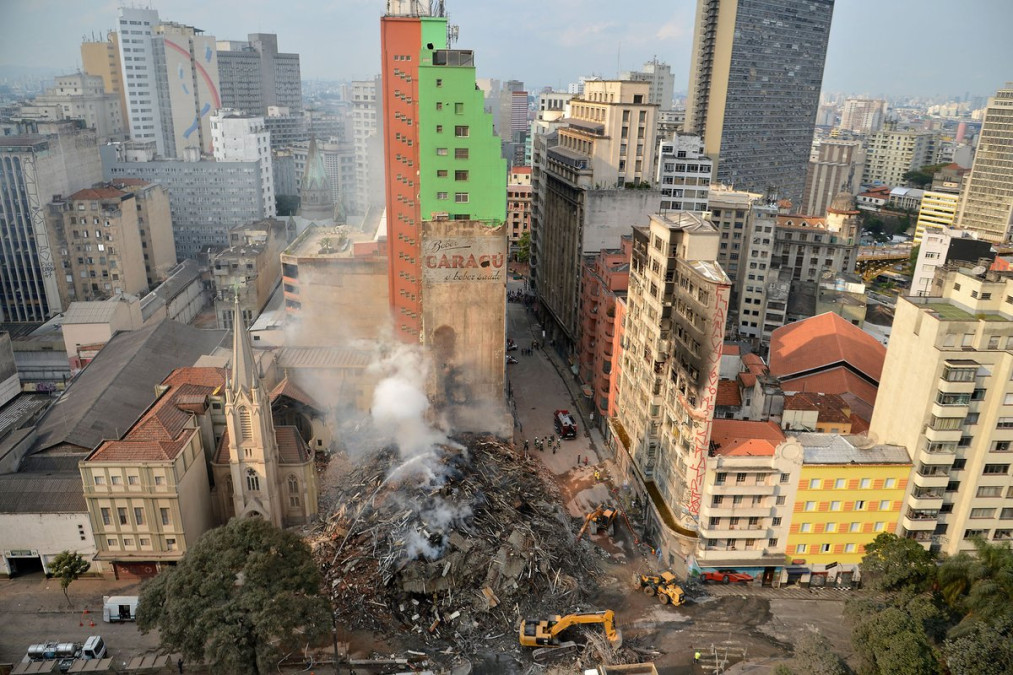 Confirman seis víctimas tras derrumbe de edificio en Sao Paulo