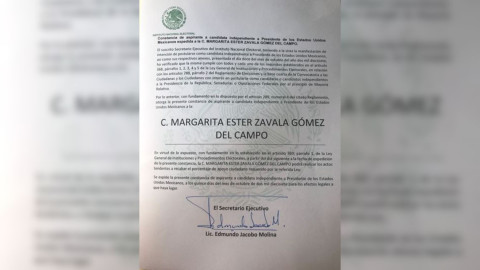Otorga INE constancia de aspirante a candidata independiente a la Presidencia