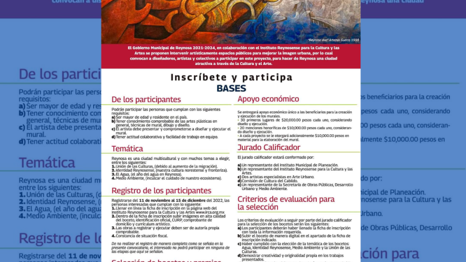 Convoca IRCA y Municipio a programa "Murales para Reynosa" 