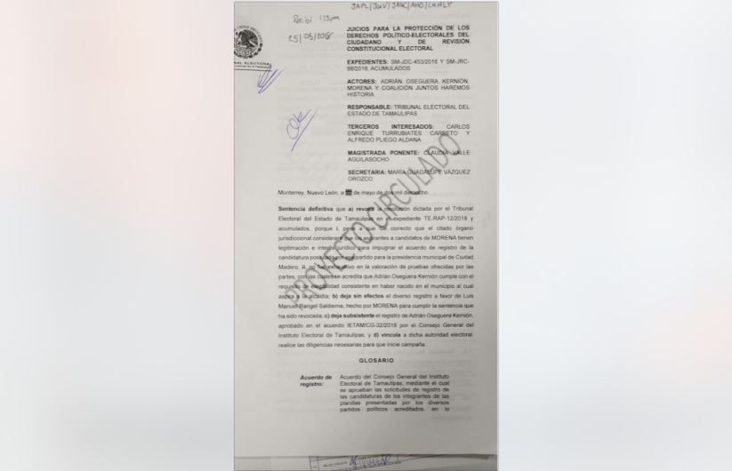 Tribunal Electoral avala candidatura de Adrian Oseguera