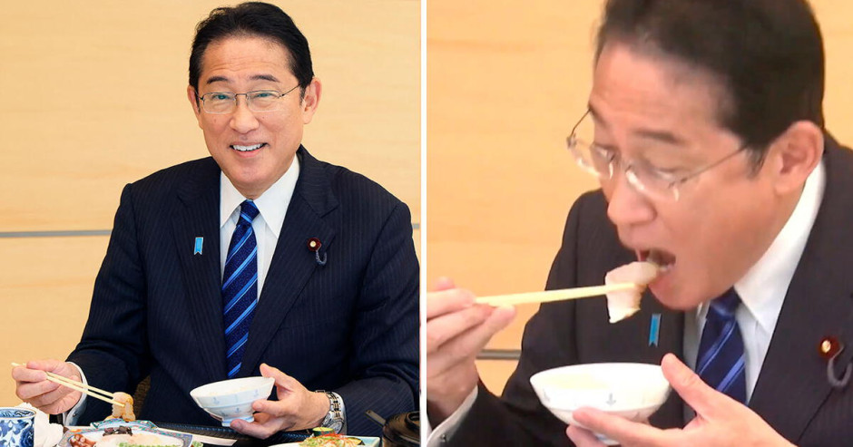 Primer ministro japonés come pescado de Fukushima