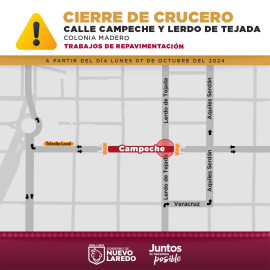 Cerrarán crucero de calle Campeche por trabajos de repavimentacion