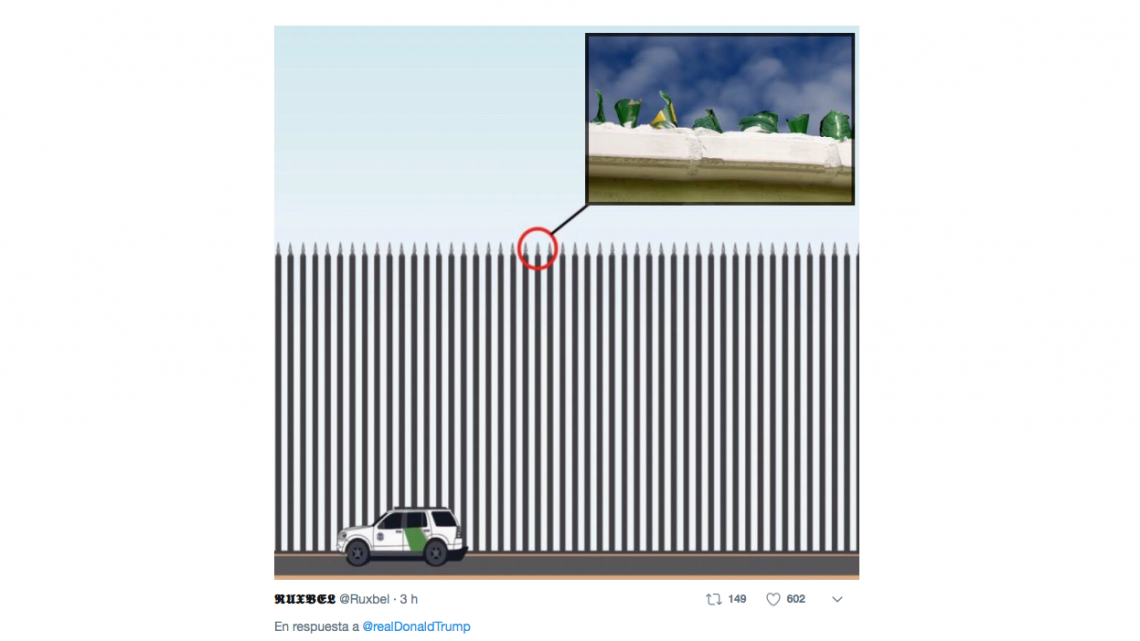 Se mofan del diseño del muro de Trump 