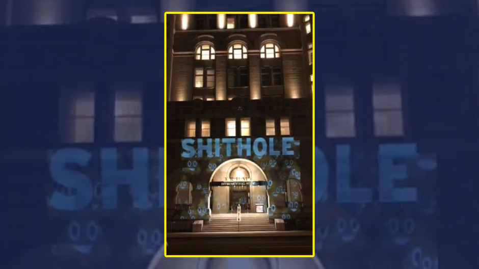 Proyectan la palabra "shithole” en Torre Trump