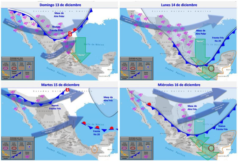 Pronostican arribo de frente frío #20 para este domingo 13