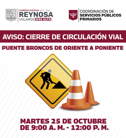 Aviso por corte de circulación vial.