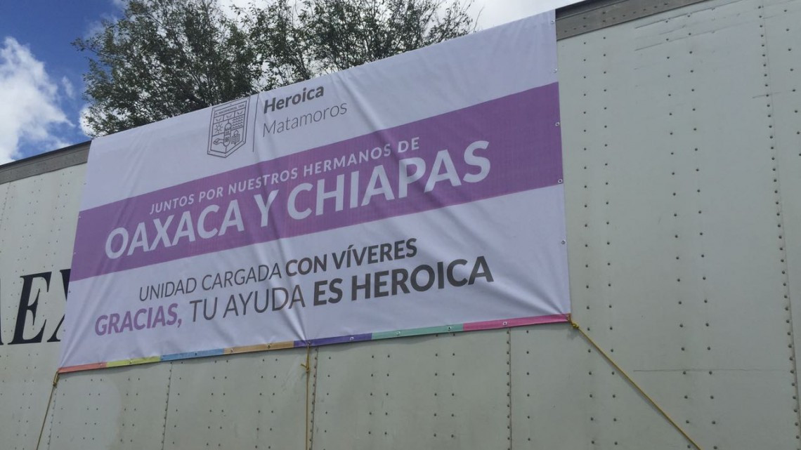 Envían matamorenses 25 toneladas de víveres a Oaxaca y Chiapas
