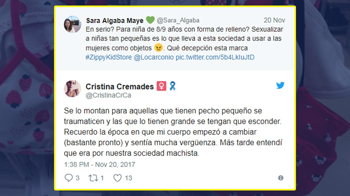 Critican relleno excesivo de ropa interior de niña