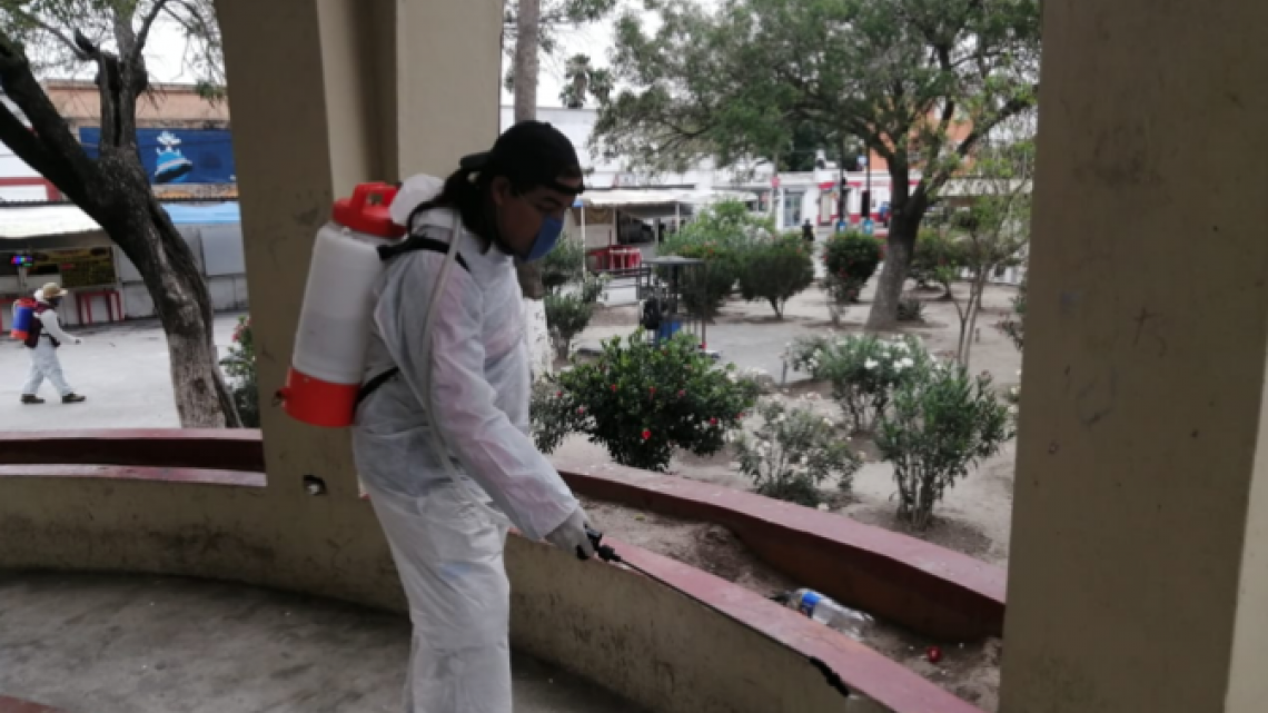 Arranca programa de sanitización de espacios público en Matamoros