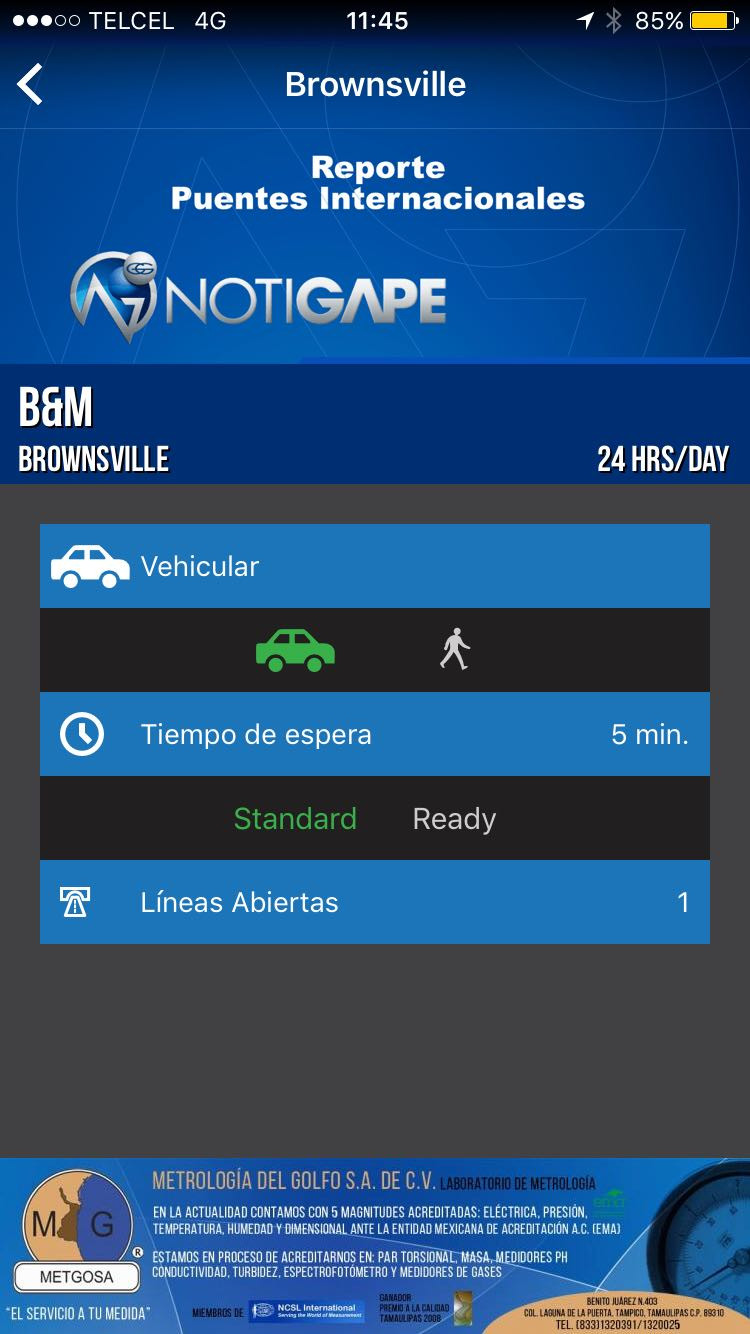 Tiempos de cruce en Puentes Internacionales
