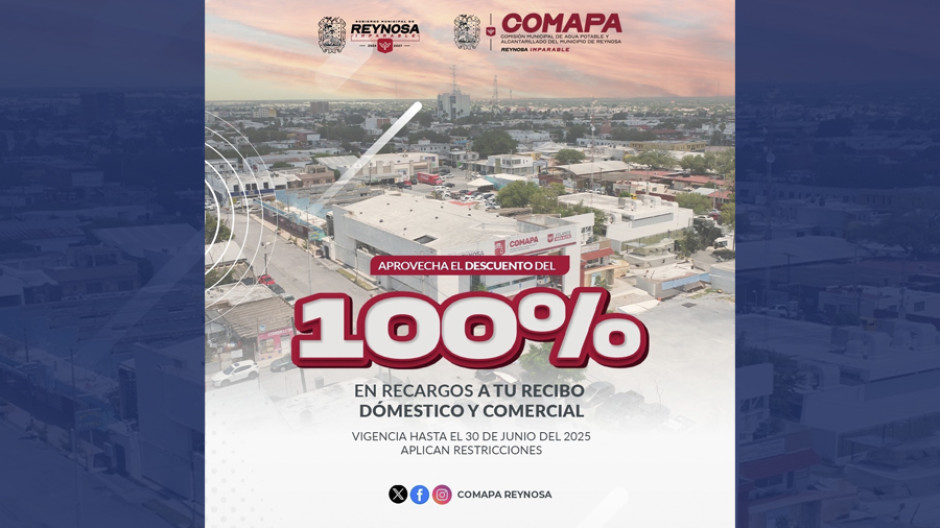 Invita COMAPA a aprovechar el descuento del 100% en recargos en el pago del agua