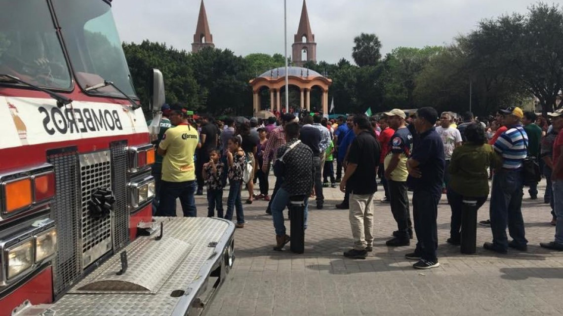 Amenaza de bomba en reunión de obreros en la plaza principal de Matamoros