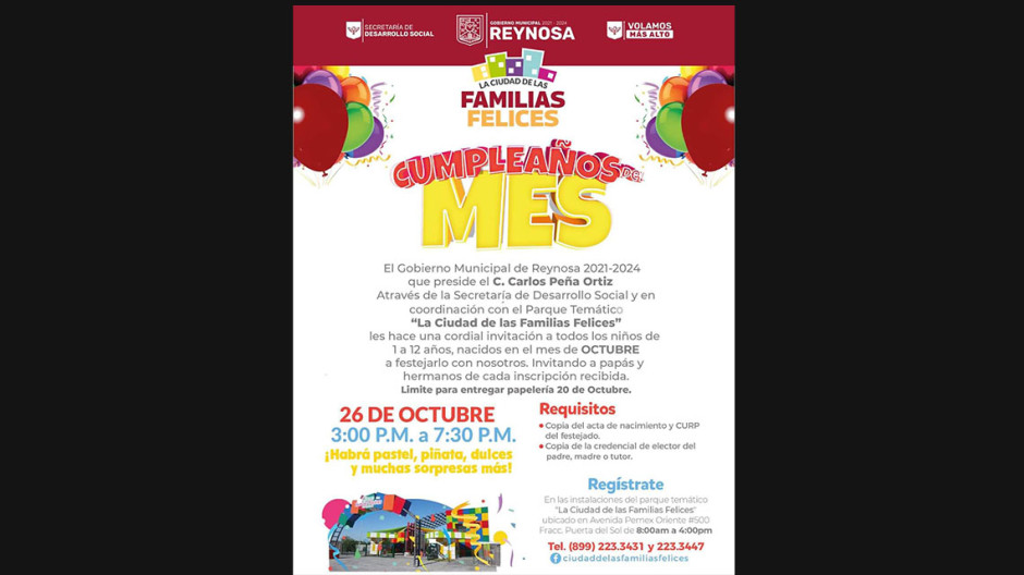 Festejará Alcalde de Reynosa a cumpleañeros de octubre 
