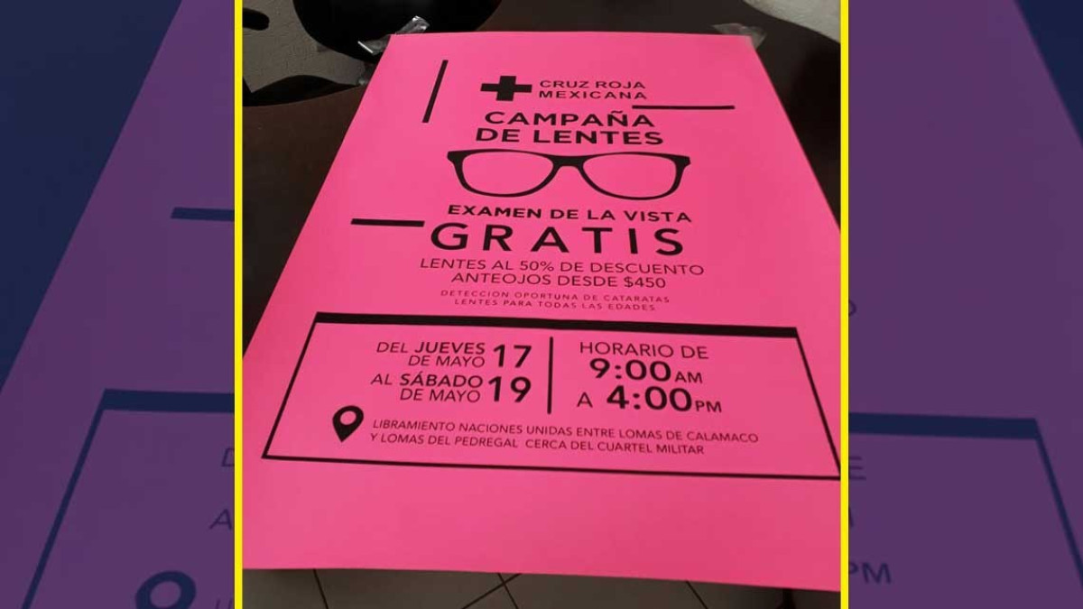 Realizará Cruz Roja campaña de lentes a bajos precios