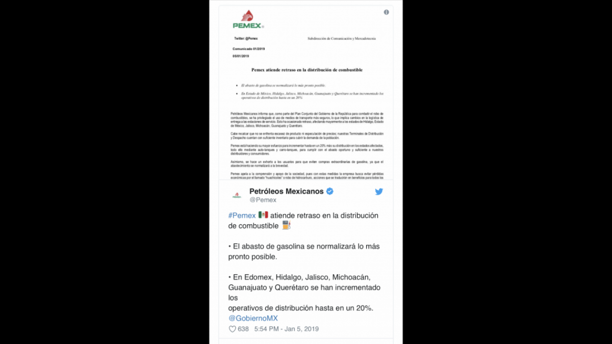 Trabajan autoridades para regularizar abasto de gasolina en varios estados