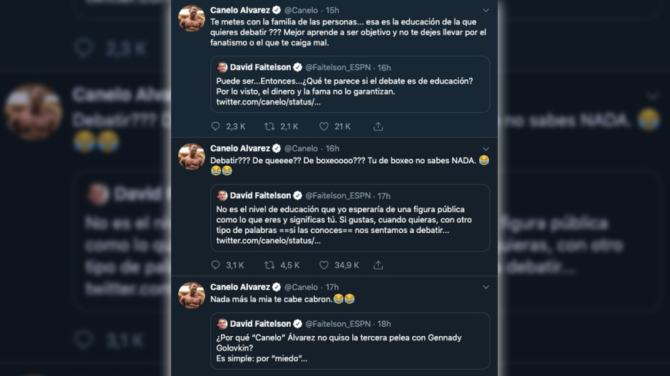 "Canelo" y Failtelson se suben al ring en Twitter