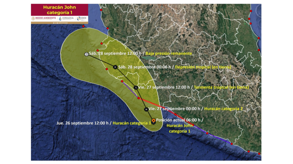 ‘John’ vuelve a intensificarse a huracán categoría 1