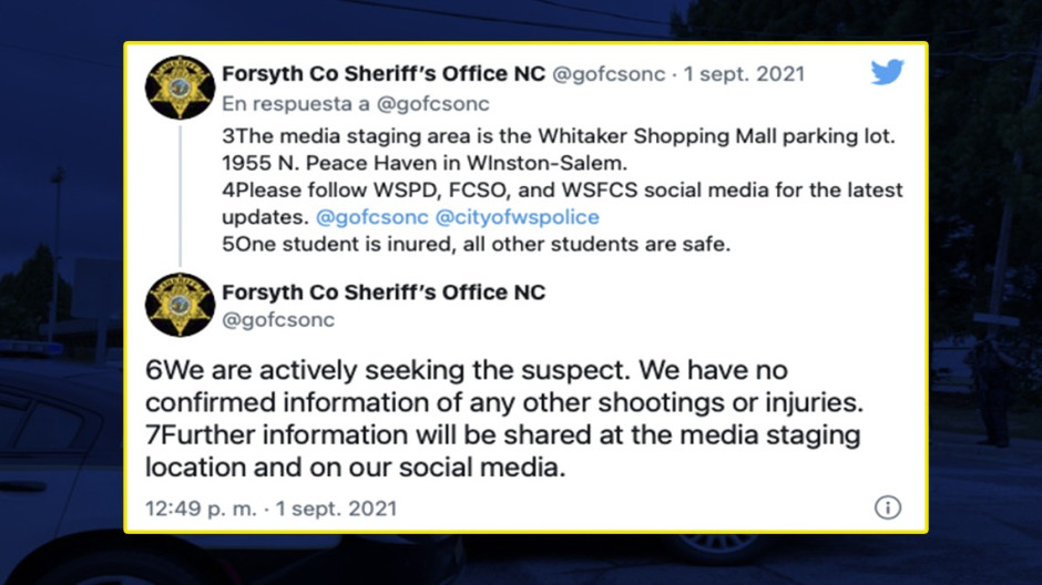 Reportan tiroteo en escuela de Carolina del Norte 