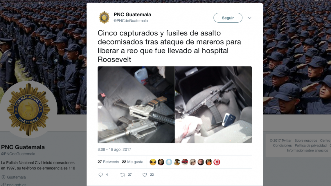 Mareros atacan hospital de Guatemala intentando liberar a un reo