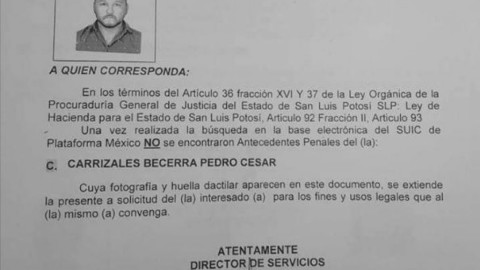Publican carta de antecedentes no penales de "El Mijis"