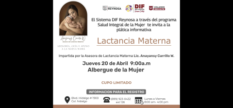 Invita DIF Reynosa a Plática Sobre la Lactancia Materna