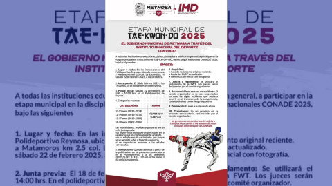 Convocatoria para la Etapa Municipal de Taekwondo