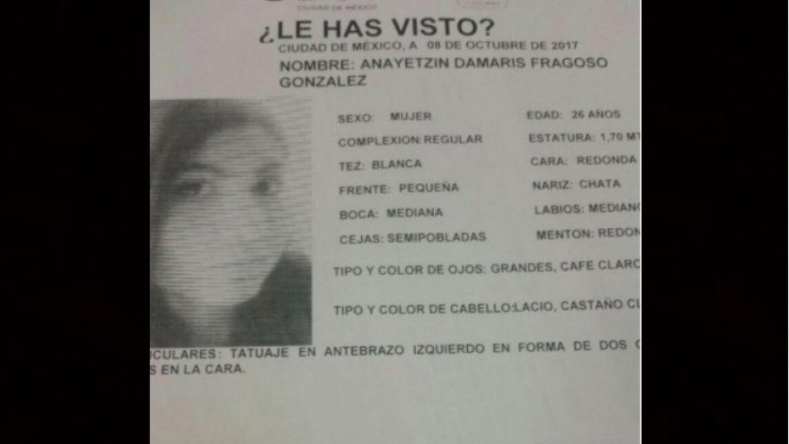 Hayan cuerpo de joven desaparecida en CDMX