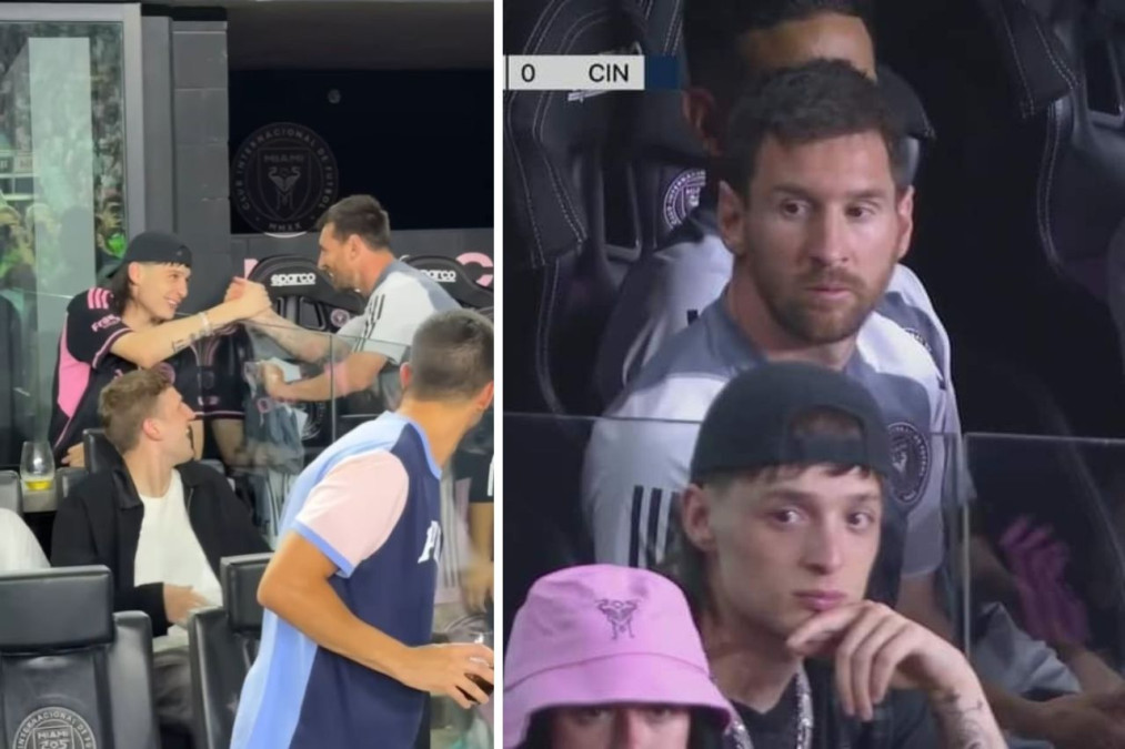 Peso Pluma y Lionel Messi se saludaron en el partido del Inter Miami