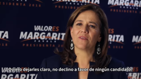 No declino a favor de ningún candidato: Zavala