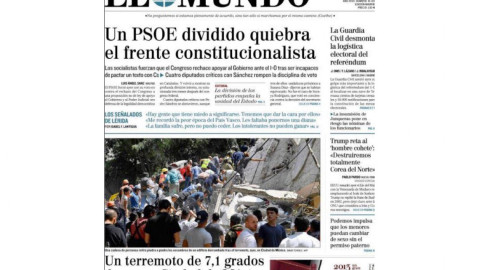 Sismo de México en portadas internacionales