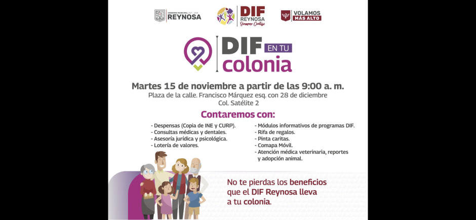 DIF en Tu Colonia atenderá a familias de Satélite 2