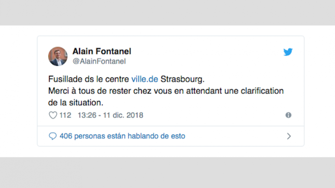 Reportan tiroteo en el centro de Estrasburgo, Francia