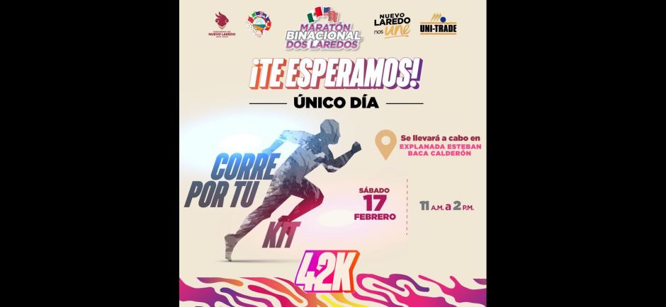 Todo listo para el maratón Binacional Dos Laredos; este sábado entregarán kits a competidores 