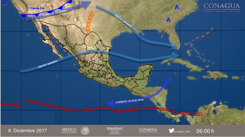Norte recibirá frente frío impulsado por masa de aire polar