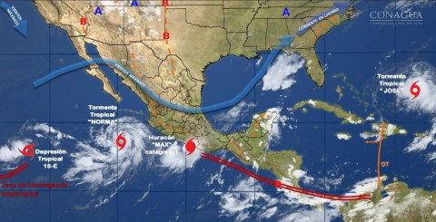 Tormenta tropical Norma, al sur de BCS, se desplaza lento hacia el norte