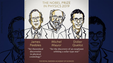 Otorgado el premio Nobel de Física a James Peebles, Michel Mayor y Didier Queloz
