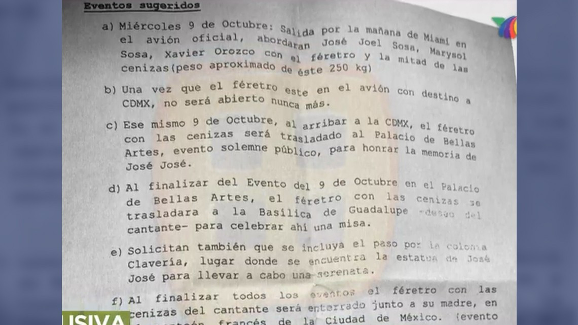 Este fue el acuerdo que firmaron los hijos de José José