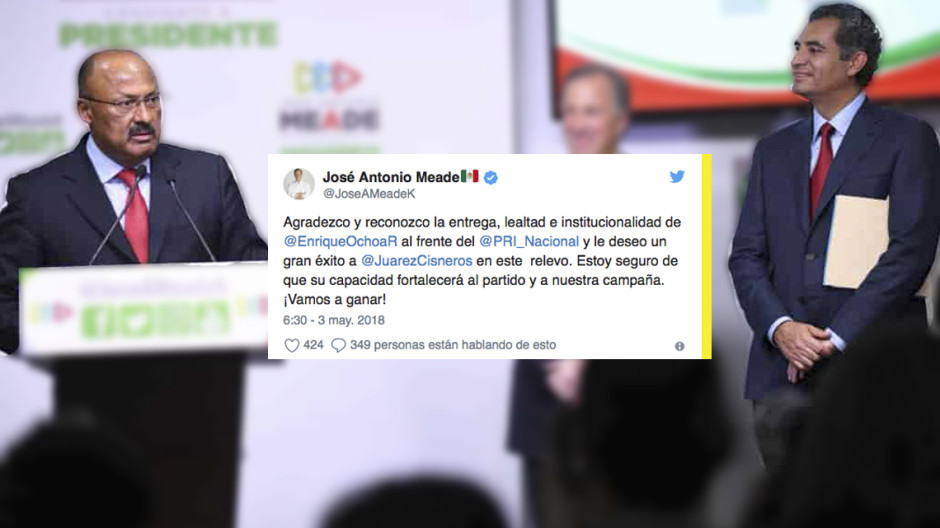 Meade desea éxito a Juárez Cisneros al frente del PRI
