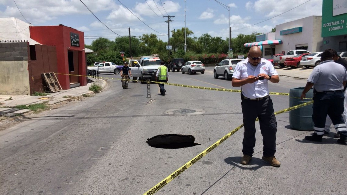 Se registra socavón de 6 metros de profundidad en Matamoros